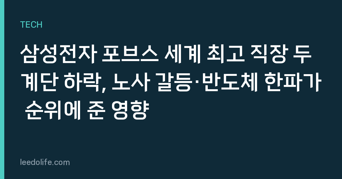 삼성전자 포브스 세계 최고 직장 두 계단 하락, 노사 갈등·반도체 한파가 순위에 준 영향