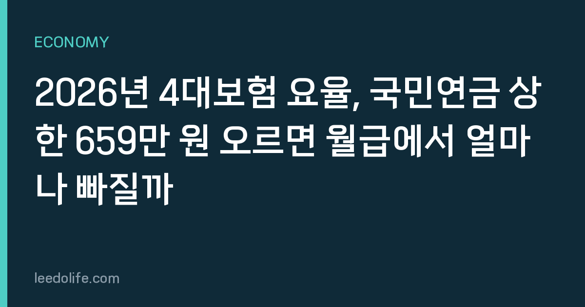 2026년 4대보험 요율, 국민연금 상한 659만 원 오르면 월급에서 얼마나 빠질까