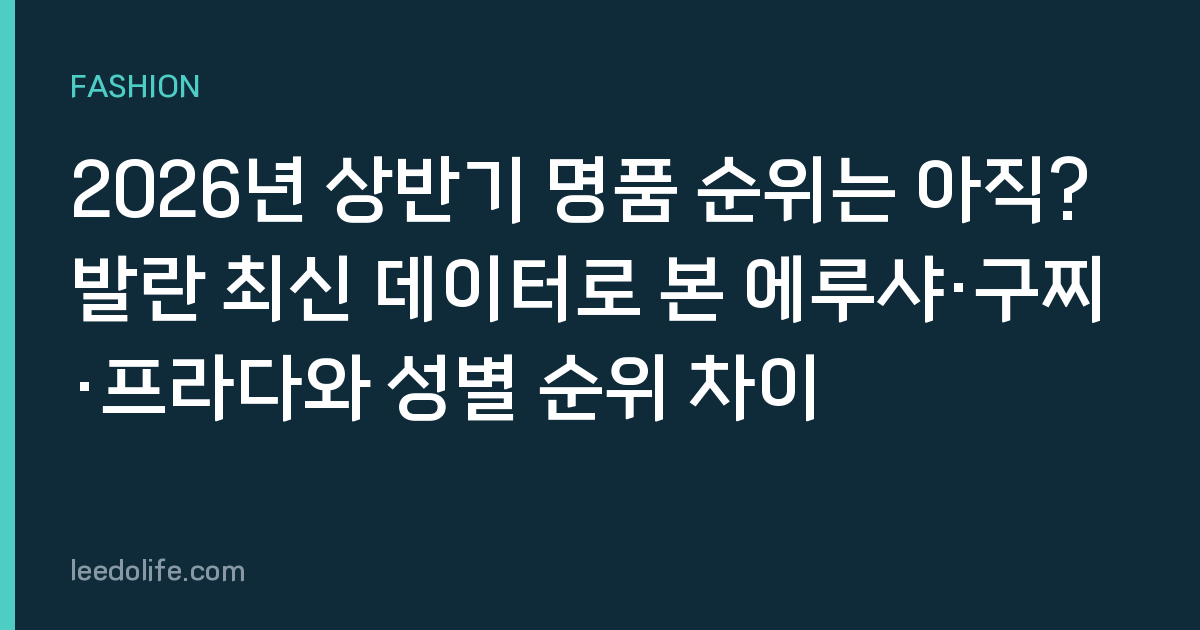 2026년 상반기 명품 순위는 아직? 발란 최신 데이터로 본 에루샤·구찌·프라다와 성별 순위 차이