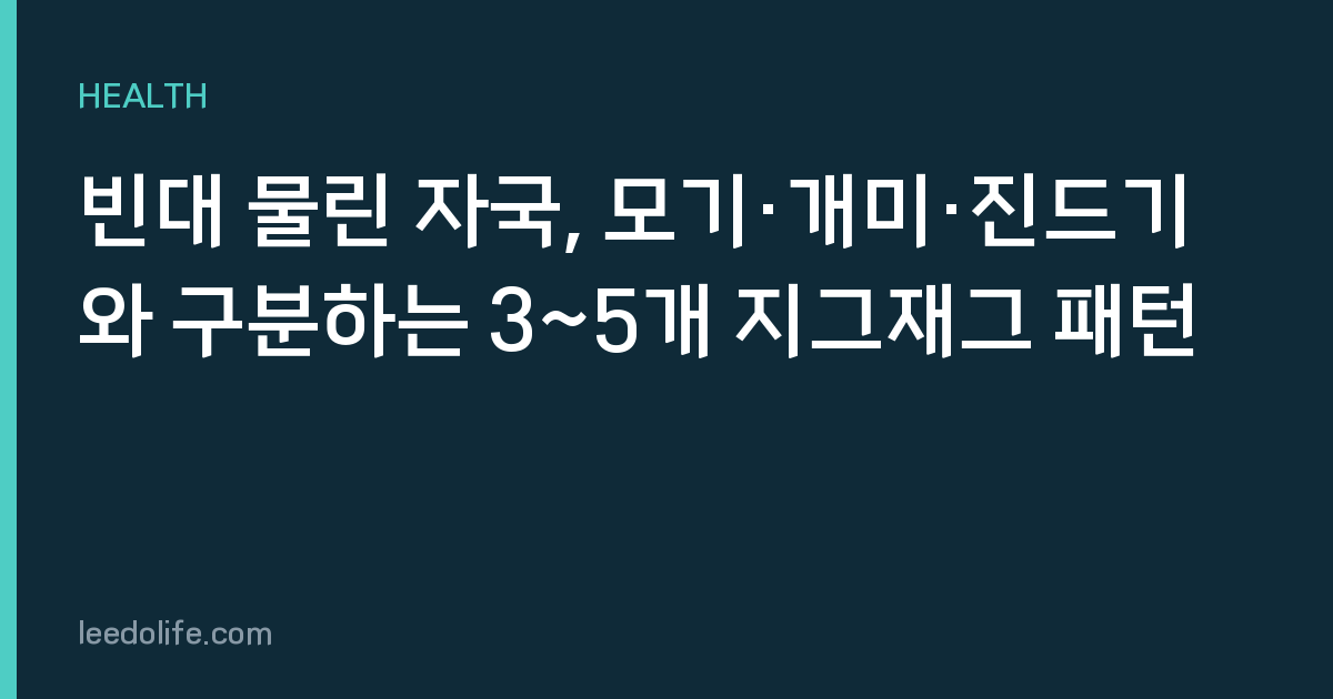 빈대 물린 자국, 모기·개미·진드기와 구분하는 3~5개 지그재그 패턴