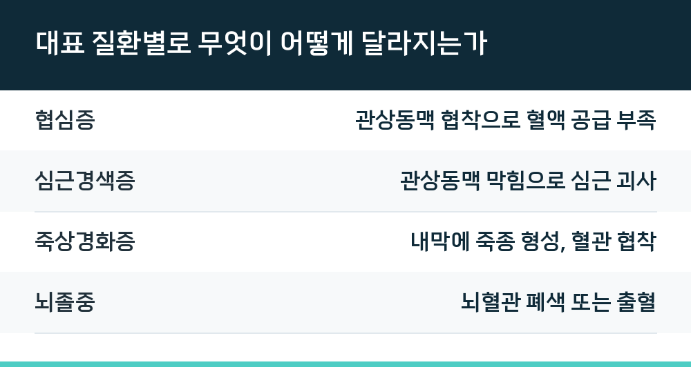 대표 질환별로 무엇이 어떻게 달라지는가