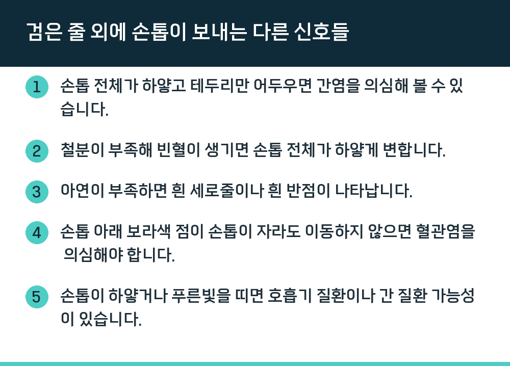 검은 줄 외에 손톱이 보내는 다른 신호들