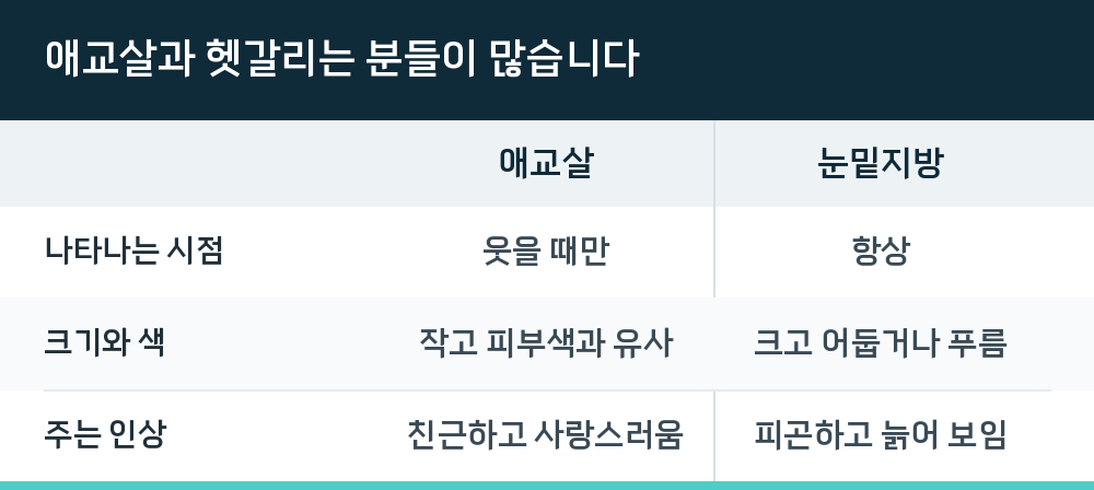 애교살과 헷갈리는 분들이 많습니다
