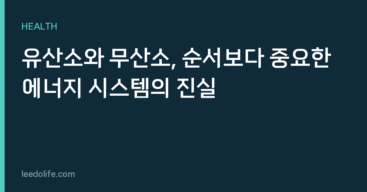 유산소와 무산소, 순서보다 중요한 에너지 시스템의 진실
