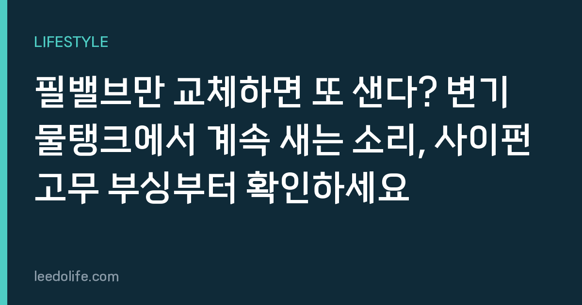 필밸브만 교체하면 또 샌다? 변기 물탱크에서 계속 새는 소리, 사이펀 고무 부싱부터 확인하세요