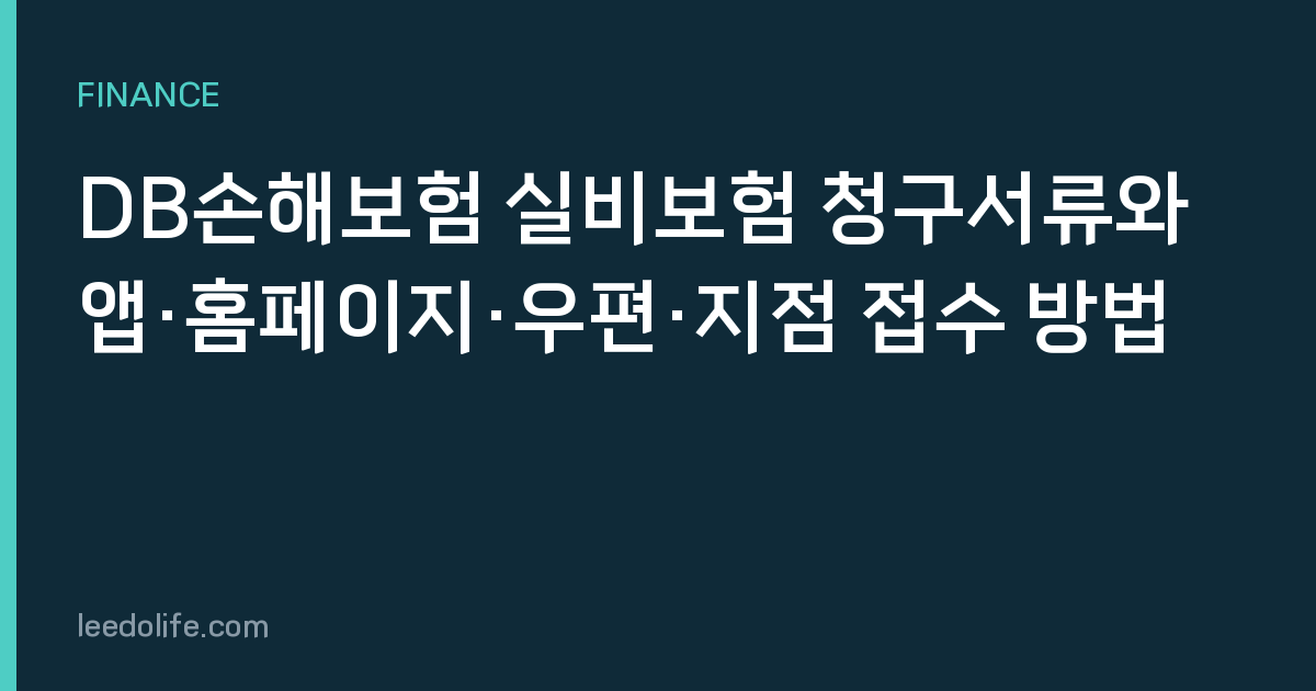 DB손해보험 실비보험 청구서류와 앱·홈페이지·우편·지점 접수 방법
