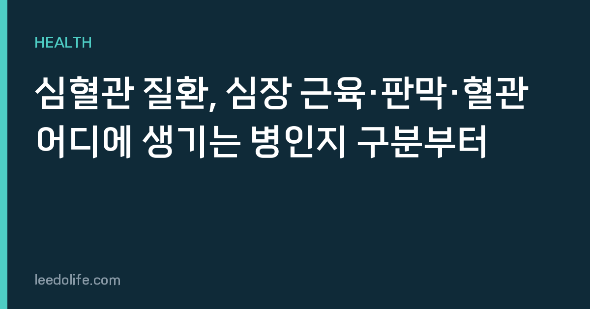심혈관 질환, 심장 근육·판막·혈관 어디에 생기는 병인지 구분부터
