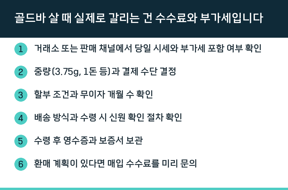 골드바 살 때 실제로 갈리는 건 수수료와 부가세입니다