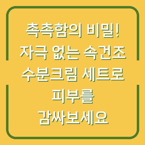 촉촉함의 비밀! 자극 없는 속건조 수분크림 세트로 피부를 감싸보세요