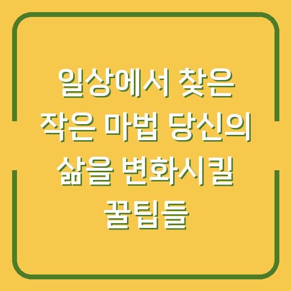 일상에서 찾은 작은 마법 당신의 삶을 변화시킬 꿀팁들