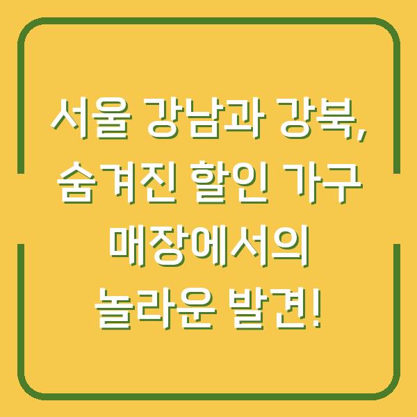 서울 강남과 강북, 숨겨진 할인 가구 매장에서의 놀라운 발견!