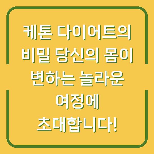 케톤 다이어트의 비밀 당신의 몸이 변하는 놀라운 여정에 초대합니다!