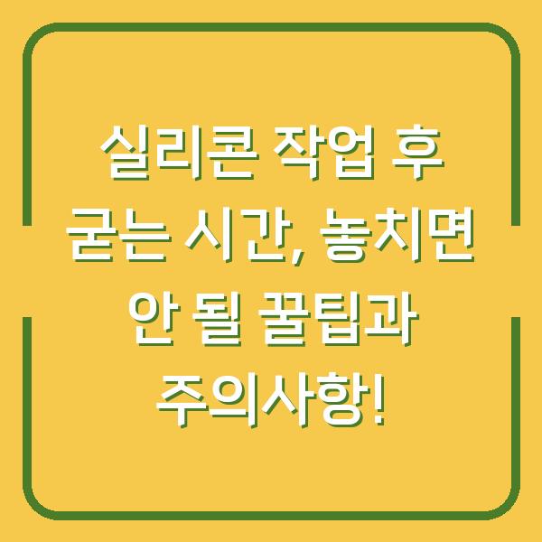 실리콘 작업 후 굳는 시간, 놓치면 안 될 꿀팁과 주의사항!