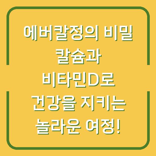 에버칼정의 비밀 칼슘과 비타민D로 건강을 지키는 놀라운 여정!