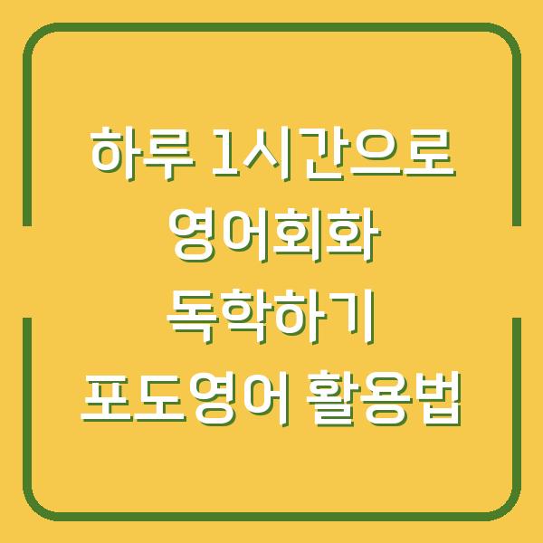하루 1시간으로 영어회화 독학하기 포도영어 활용법