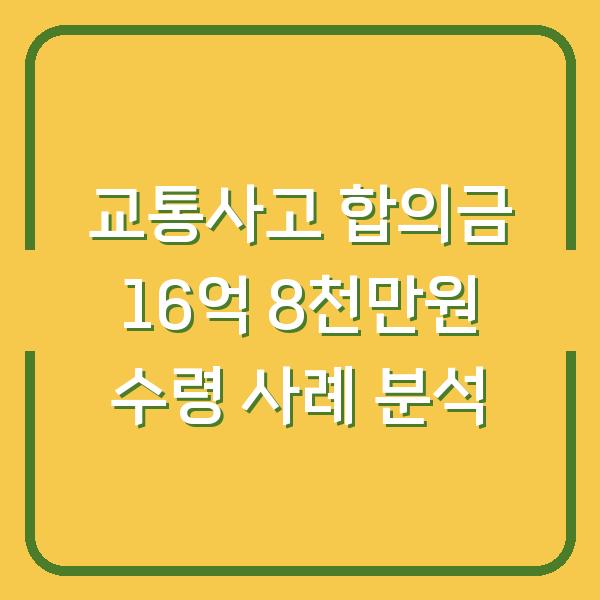 교통사고 합의금 16억 8천만원 수령 사례 분석
