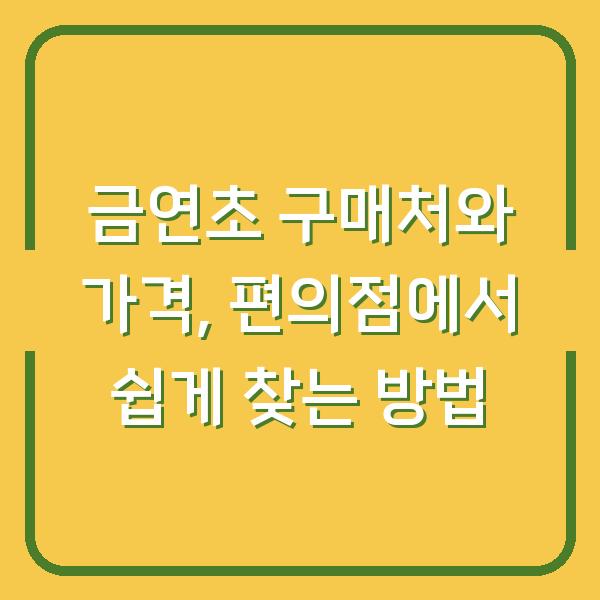 금연초 구매처와 가격, 편의점에서 쉽게 찾는 방법