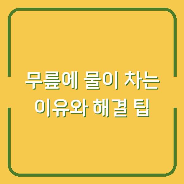무릎에 물이 차는 이유와 해결 팁