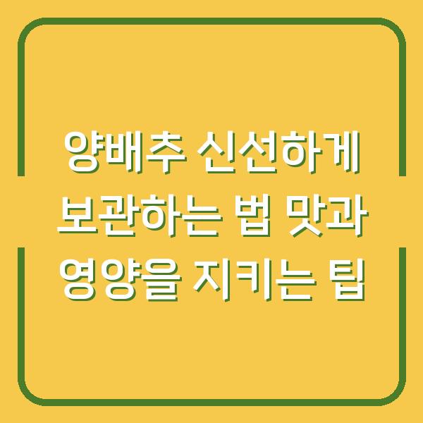 양배추 신선하게 보관하는 법 맛과 영양을 지키는 팁