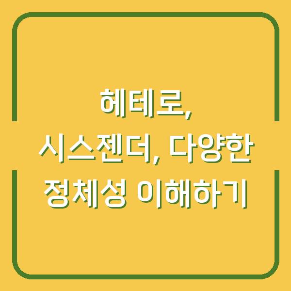 헤테로, 시스젠더, 다양한 정체성 이해하기