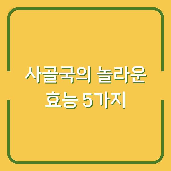 사골국의 놀라운 효능 5가지