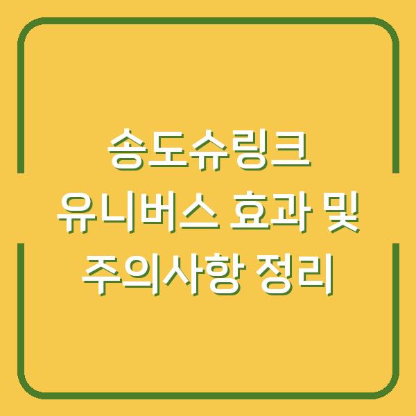 송도슈링크 유니버스 효과 및 주의사항 정리