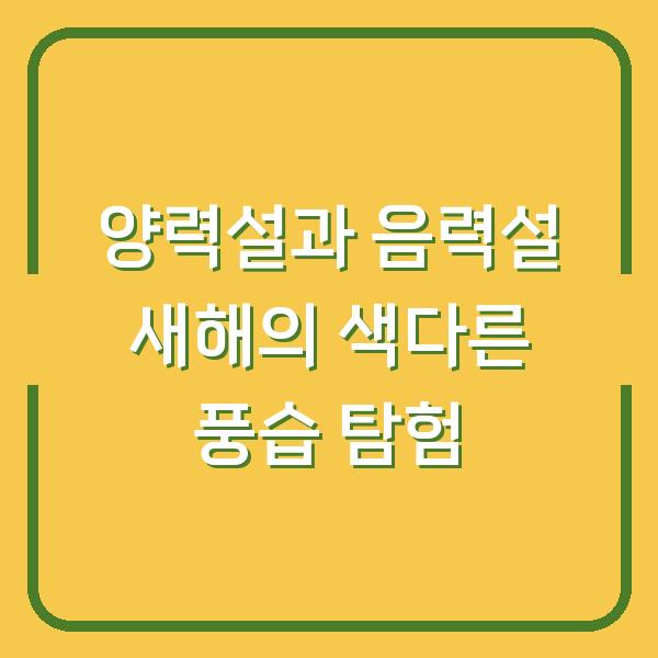 양력설과 음력설 새해의 색다른 풍습 탐험