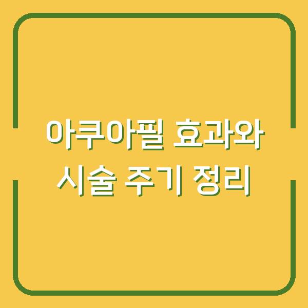 아쿠아필 효과와 시술 주기 정리