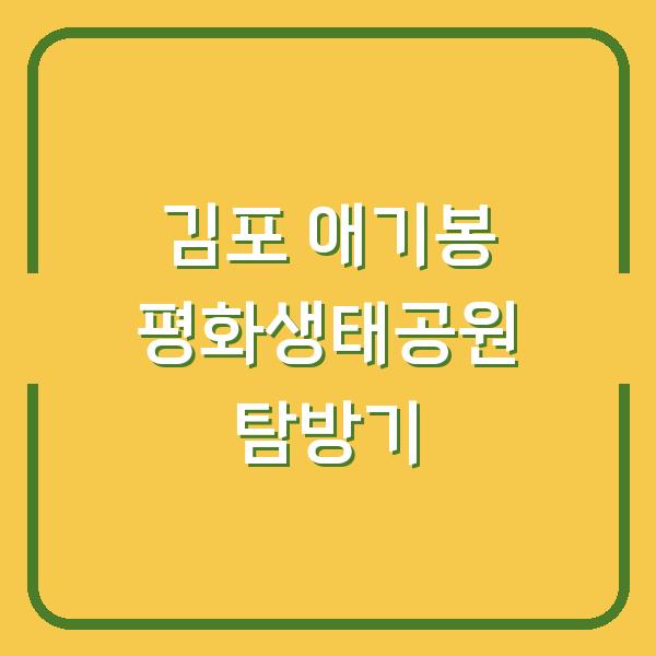 김포 애기봉 평화생태공원 탐방기