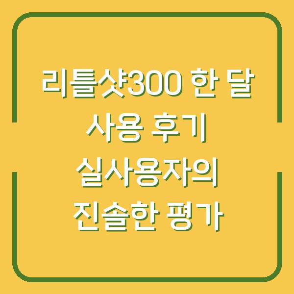 리틀샷300 한 달 사용 후기 실사용자의 진솔한 평가