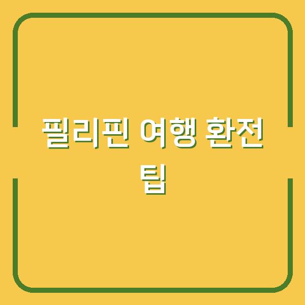 필리핀 여행 환전 팁