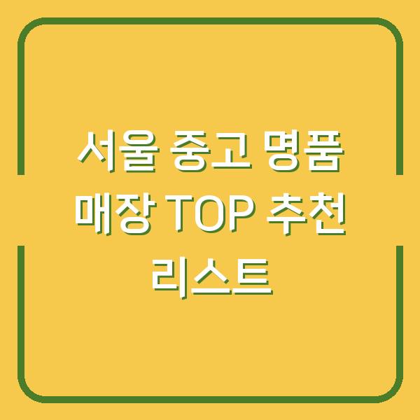 서울 중고 명품 매장 TOP 추천 리스트