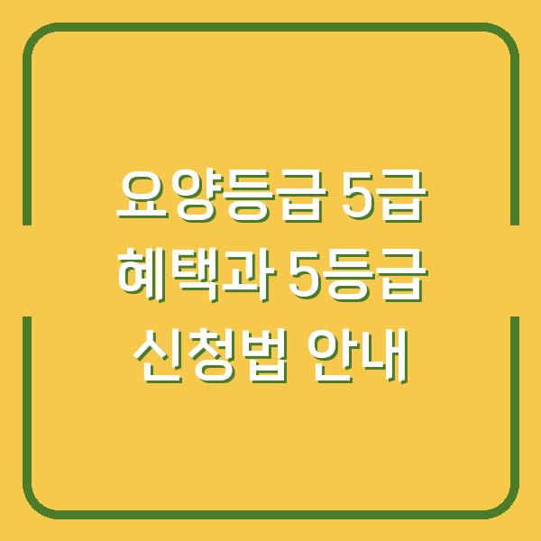 요양등급 5급 혜택과 5등급 신청법 안내