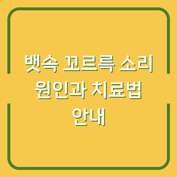 뱃속 꼬르륵 소리 원인과 치료법 안내