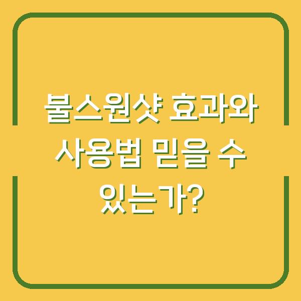 불스원샷 효과와 사용법 믿을 수 있는가?