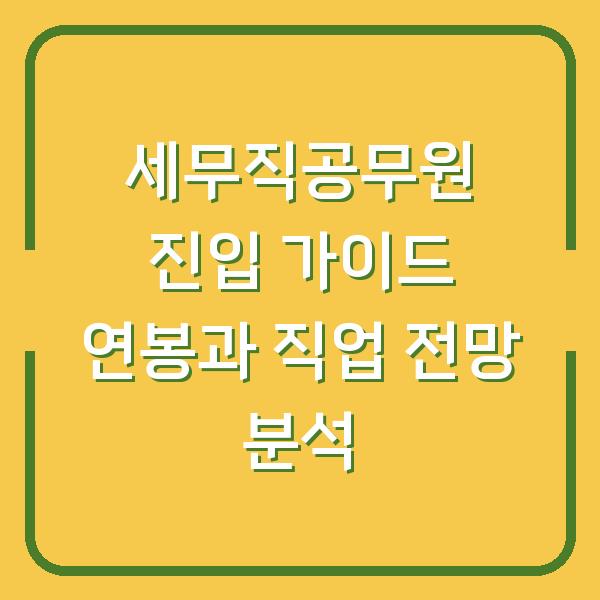 세무직공무원 진입 가이드 연봉과 직업 전망 분석
