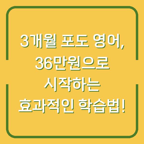 3개월 포도 영어, 36만원으로 시작하는 효과적인 학습법!