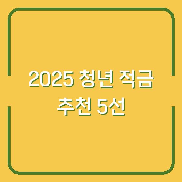 2025 청년 적금 추천 5선