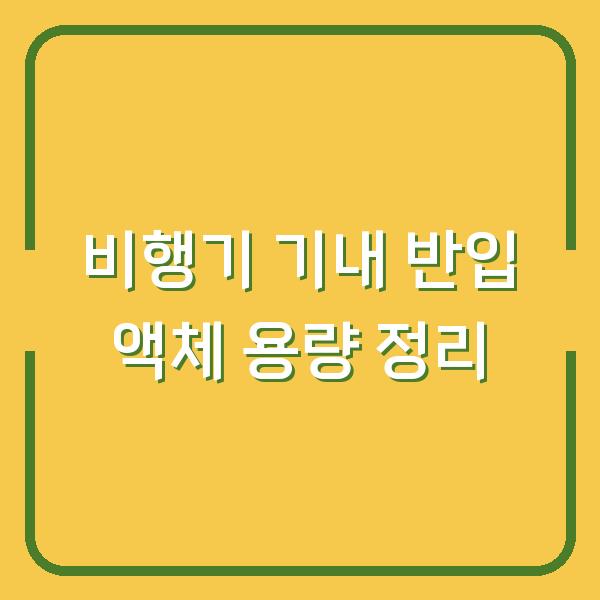 비행기 기내 반입 액체 용량 정리