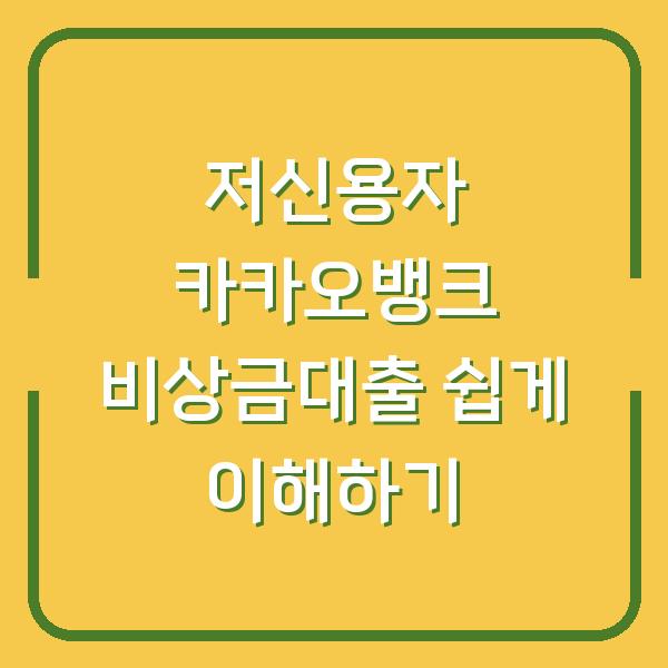 저신용자 카카오뱅크 비상금대출 쉽게 이해하기