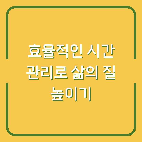 효율적인 시간 관리로 삶의 질 높이기