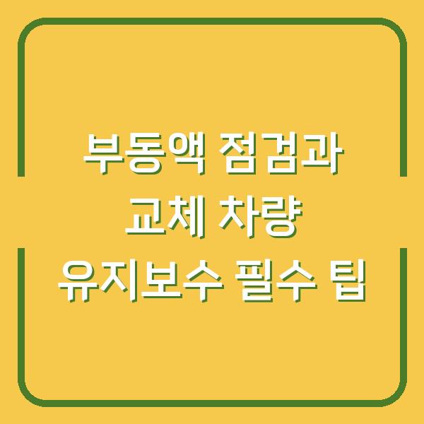 부동액 점검과 교체 차량 유지보수 필수 팁