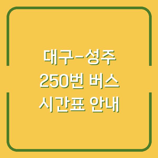 대구-성주 250번 버스 시간표 안내