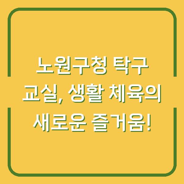 노원구청 탁구 교실, 생활 체육의 새로운 즐거움!