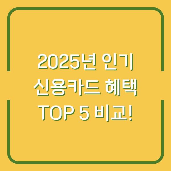 2025년 인기 신용카드 혜택 TOP 5 비교!