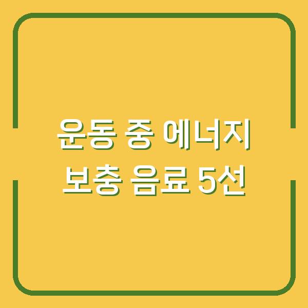 운동 중 에너지 보충 음료 5선