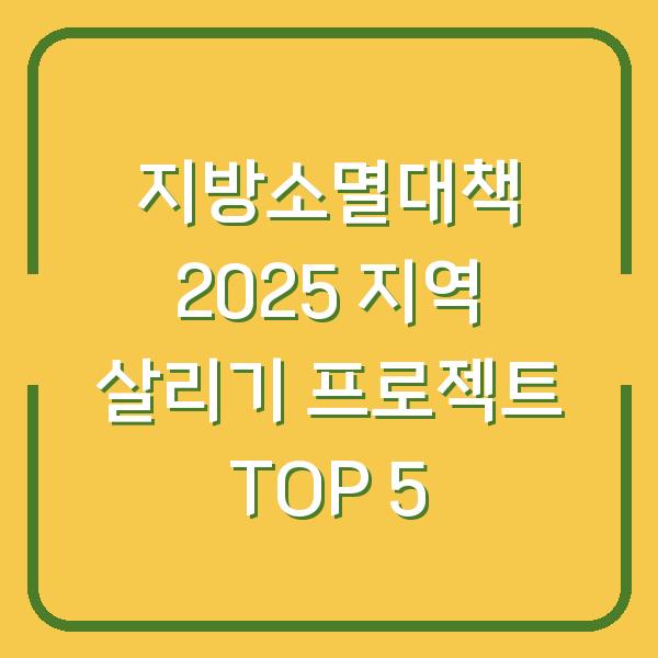 지방소멸대책 2025 지역 살리기 프로젝트 TOP 5
