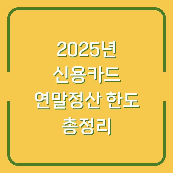 2025년 신용카드 연말정산 한도 총정리