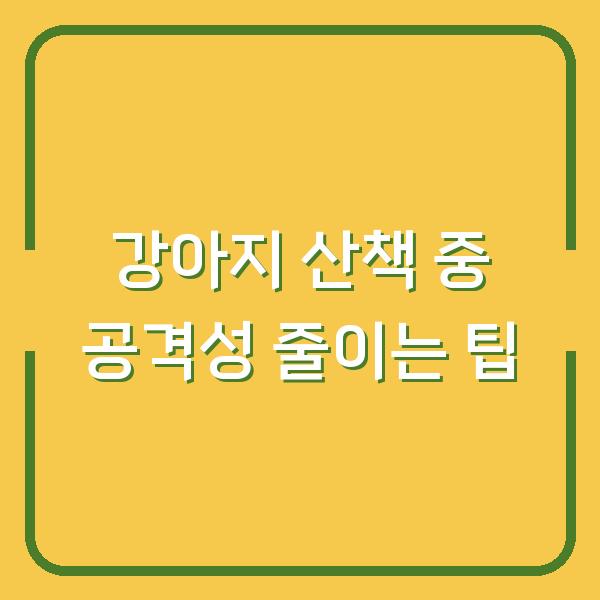 강아지 산책 중 공격성 줄이는 팁