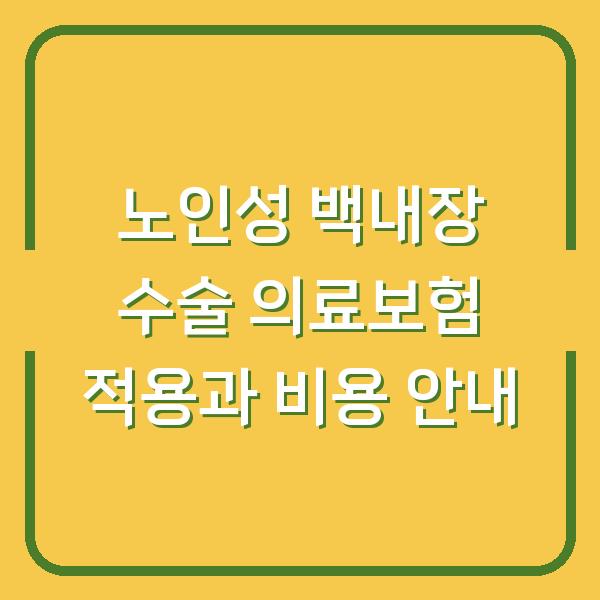 노인성 백내장 수술 의료보험 적용과 비용 안내
